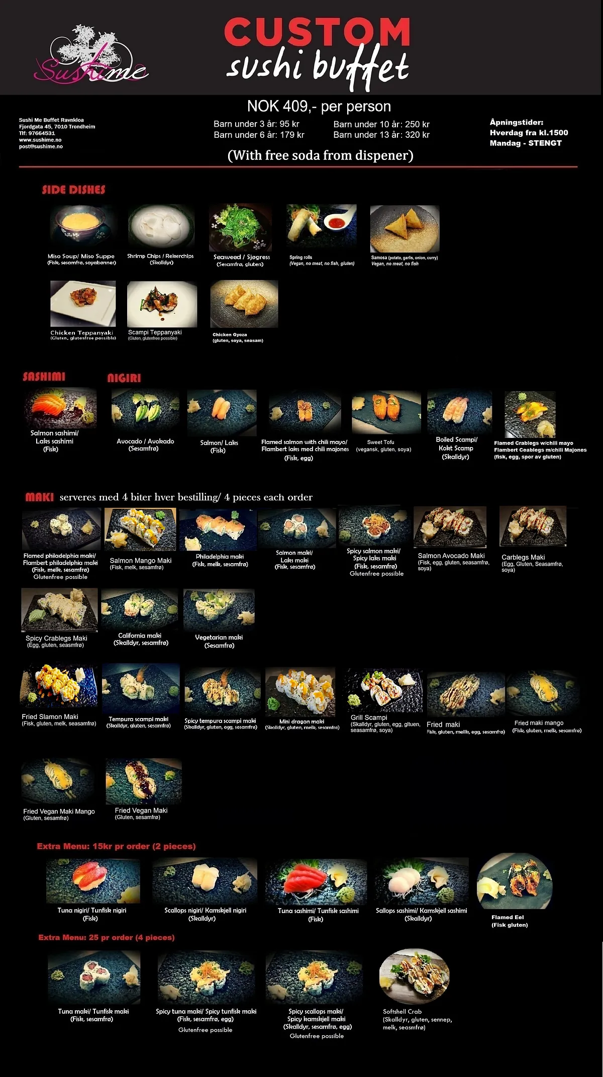 buffet menyen til SushiMe