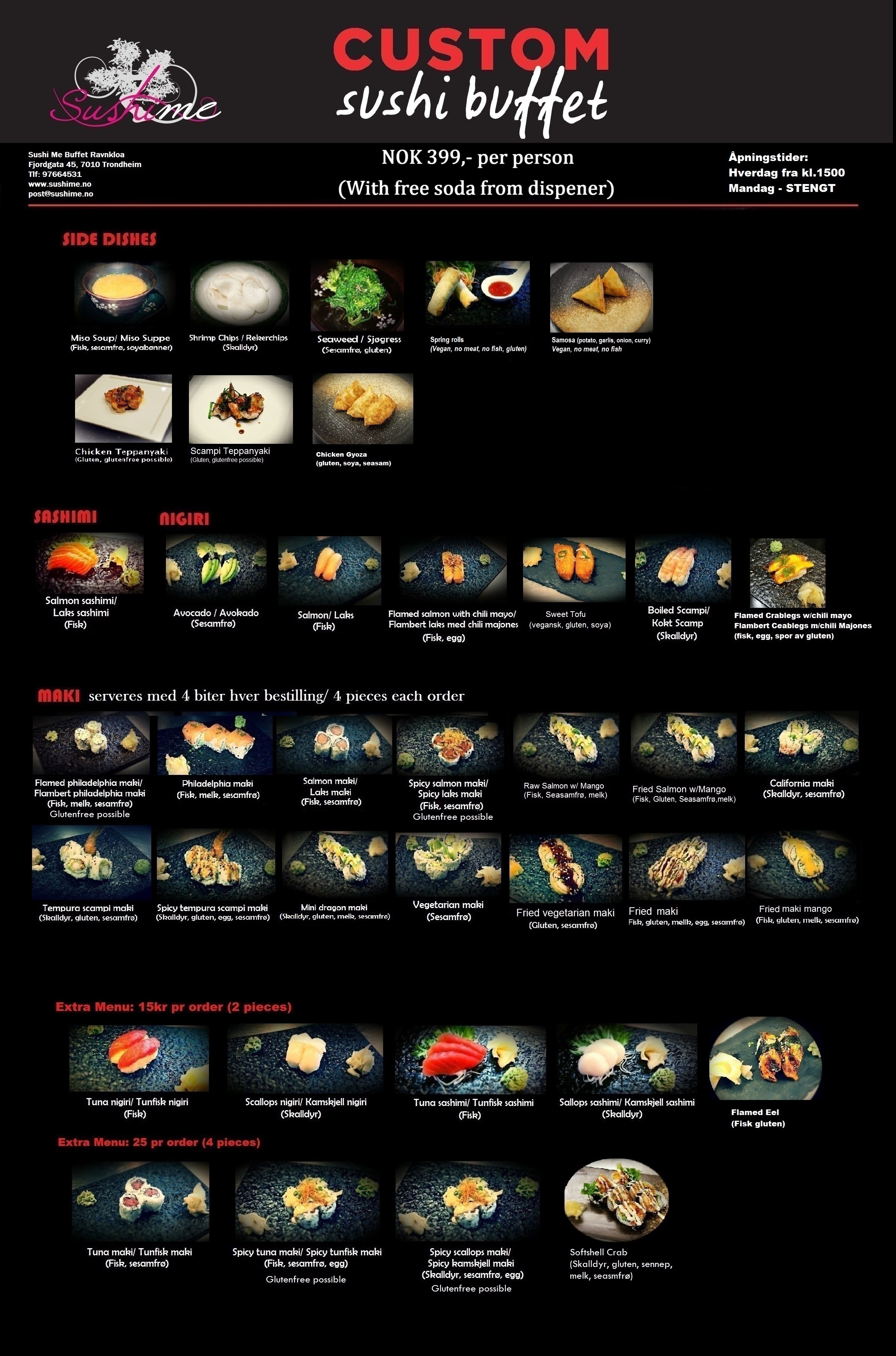 buffet menyen til SushiMe